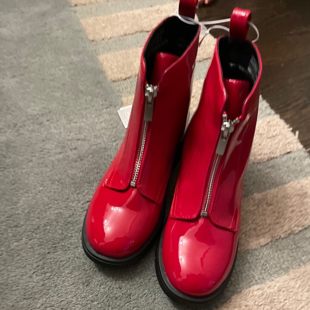 Girls Red Patent Leather Boots